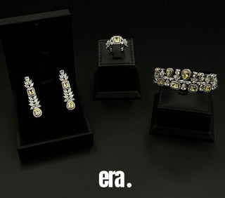 Era Ria Yellow Bridal Set - Rhodium-Plated Zircon Jewelry