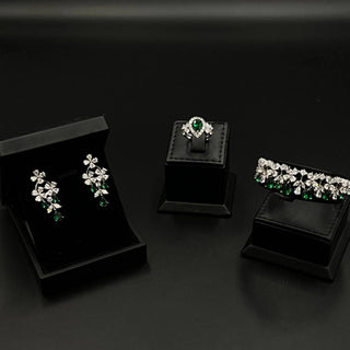 Era Rania Green Bridal Full Set Accessories High Quality Simulated Diamonds